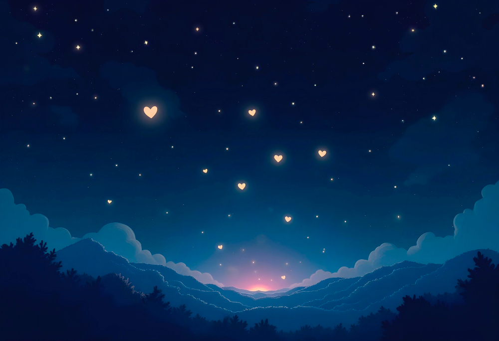 Celestial themed baby names surrounded by stars and constellations